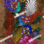Colorful Bark Painting, Indigenous Artwork 16" wide and 24" tall depicting birds and flowers. Known as amate, this paper is made using prehispanic techniques in southeastern Mexico.