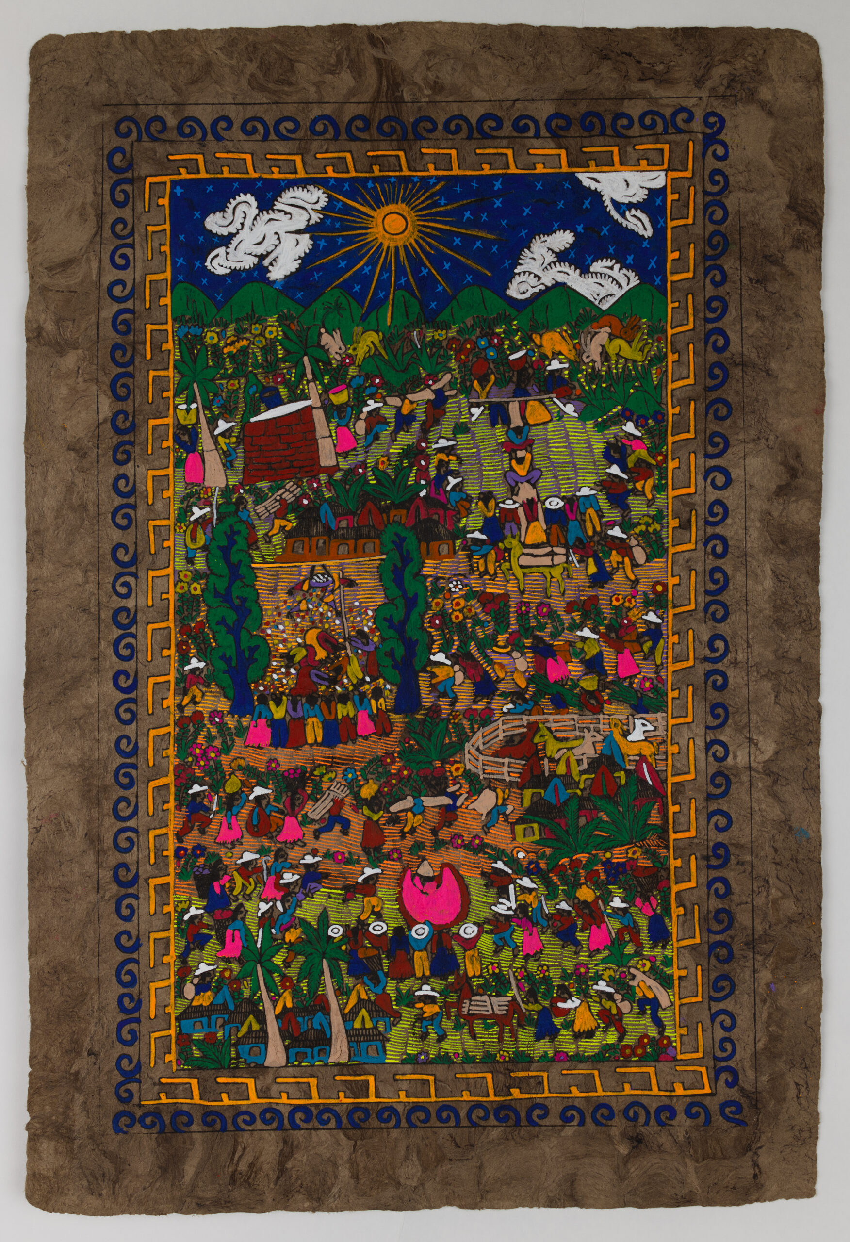 Mexican Folk Art Painting Indigenous Artwork | Mexican town