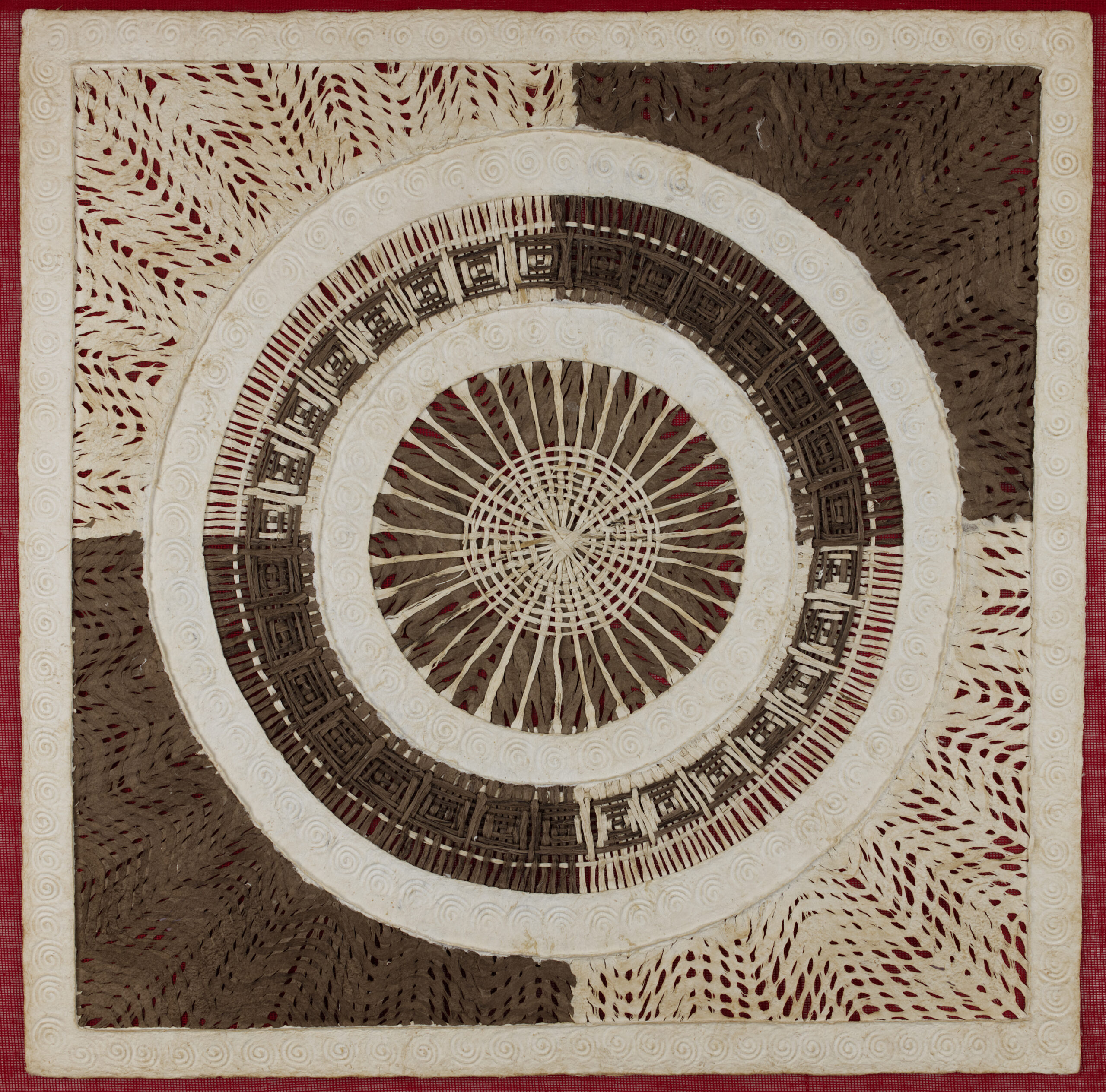 Woven Mexican Folk Art Bark Indigenous Artwork | Brown and Beige Circles