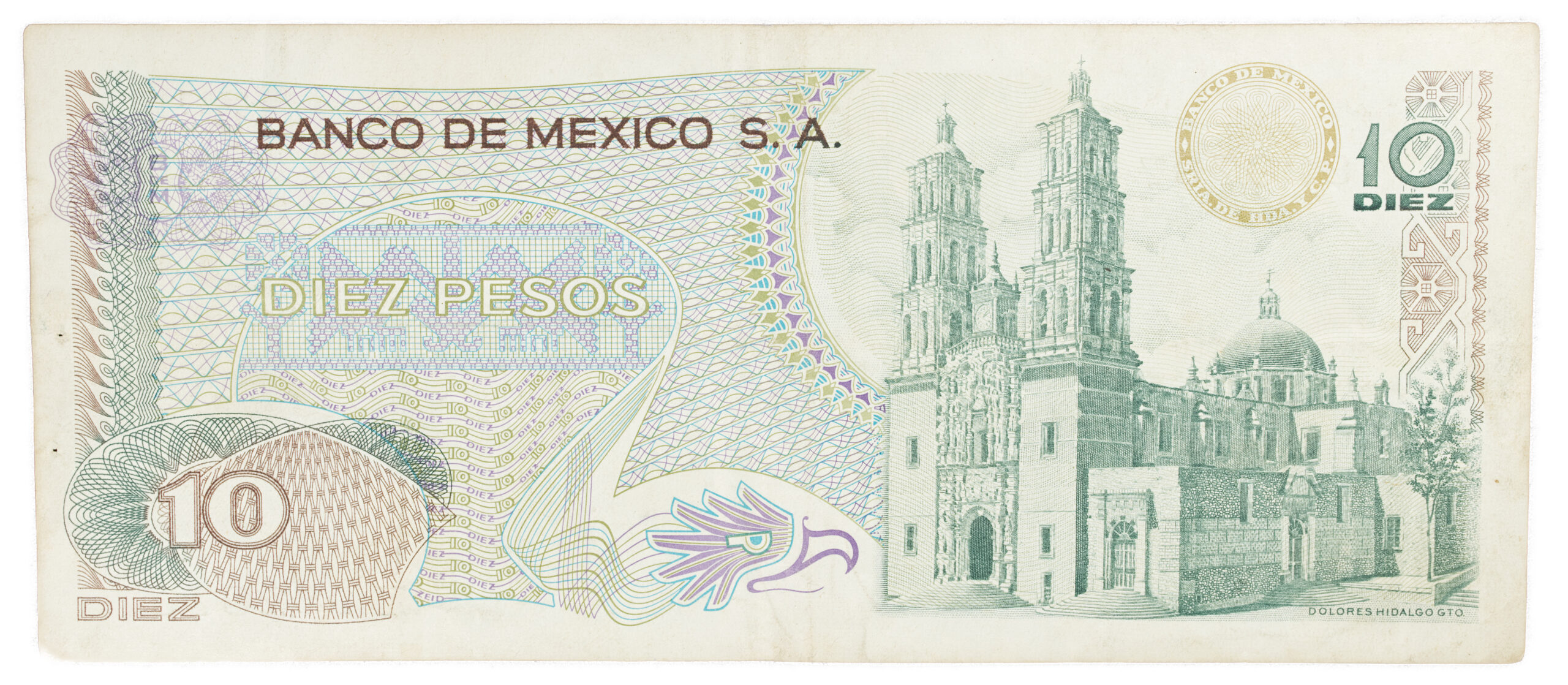 Billete Antiguo de 10 Pesos Mexicanos (1971) – Miguel Hidalgo – Serie 1AT (Estado Casi Sin Circular)