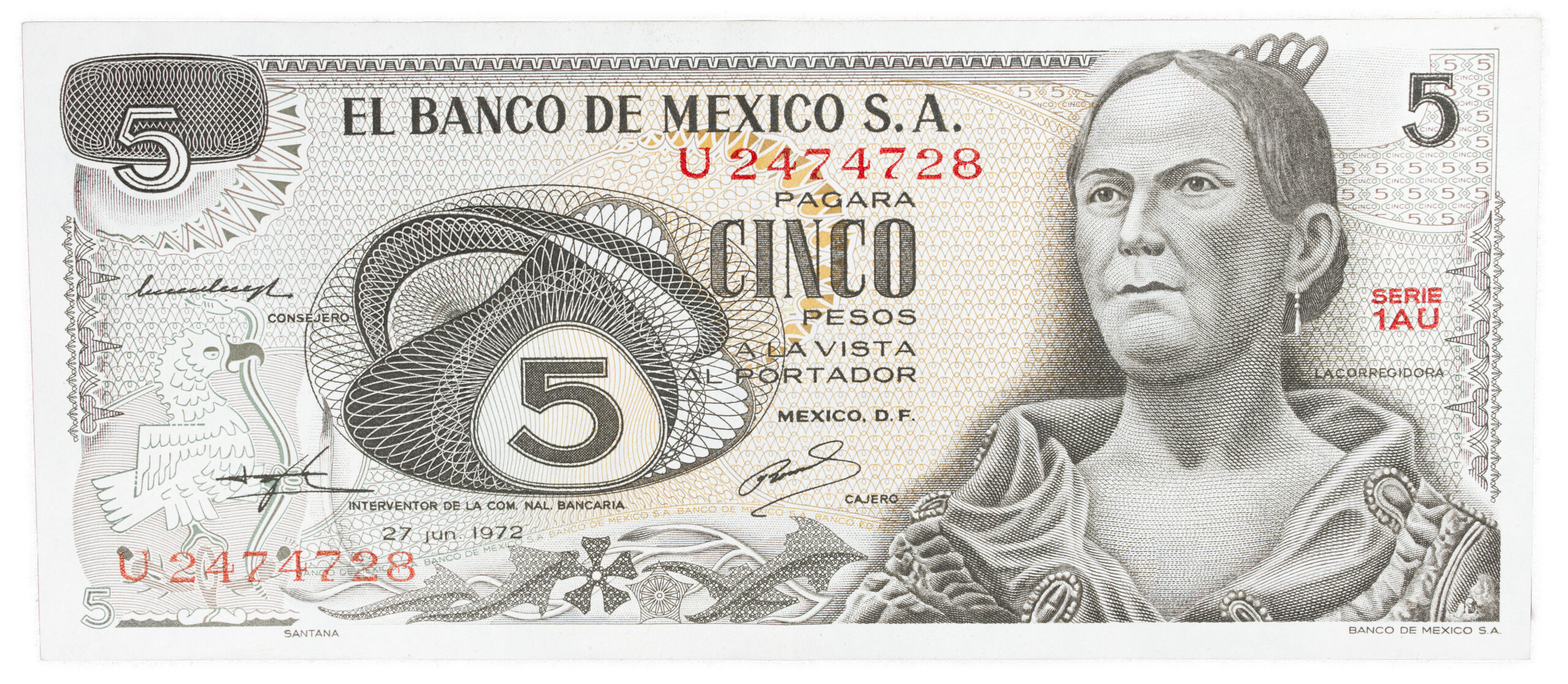 Este emblemático billete antiguo rinde homenaje a la heroína de la Independencia, Josefa Ortiz de Domínguez, "La Corregidora".