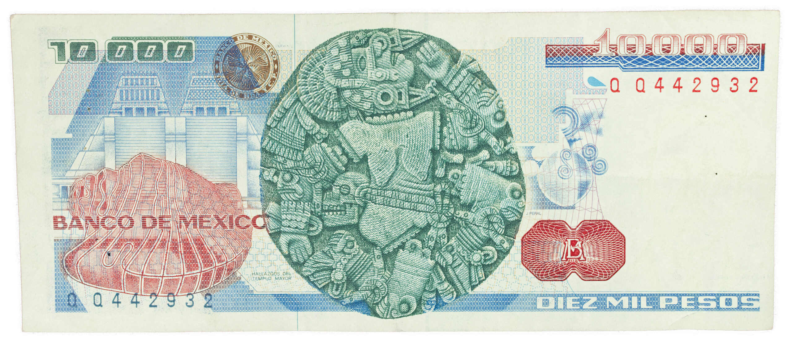 Billete Antiguo de 10,000 Pesos Mexicanos (1985) – Lázaro Cárdenas – Serie KJ (Estado Excelente)